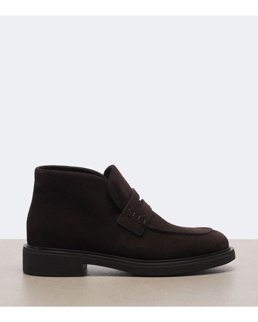 Gianvito Rossi Black Brogue Suede Ankle Boots