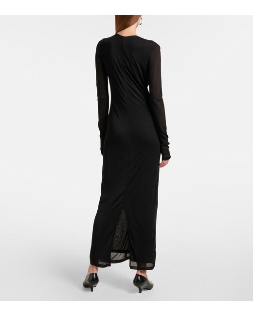 Totême Black Draped Jersey Midi Dress