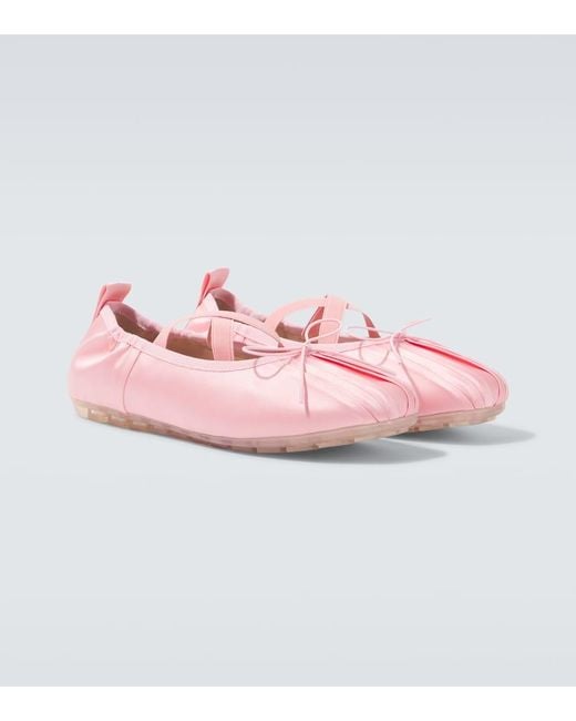 Simone Rocha Pink Ballerina Grip Pleated Ballet Flats for men