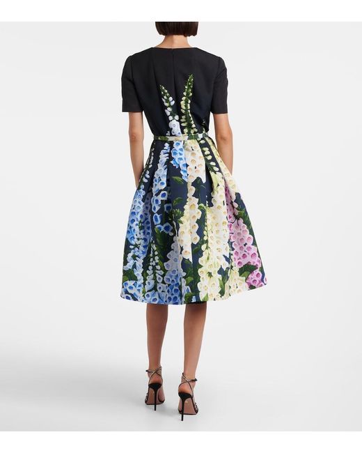 Oscar de la Renta Blue Floral Midi Dress