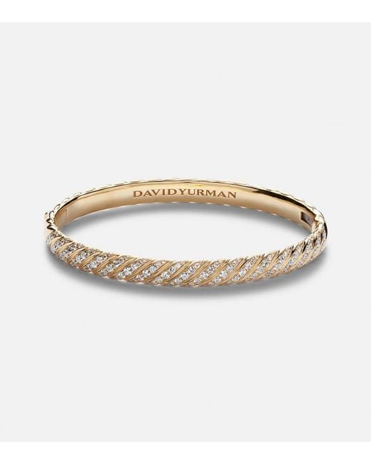 David Yurman Metallic Sculpted Cable 18Kt Bangle With Diamonds