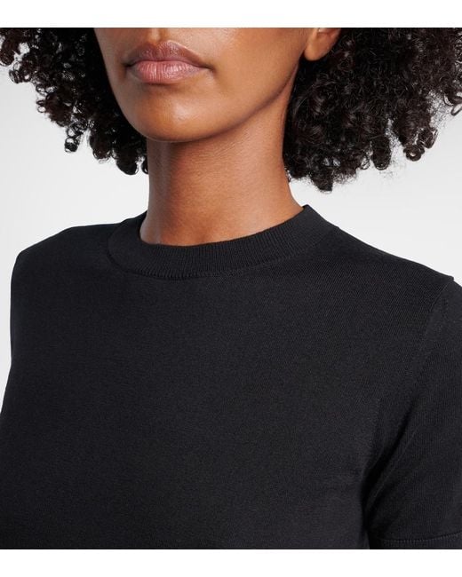 Max Mara Black Cotton, Silk, And Cashmere Top