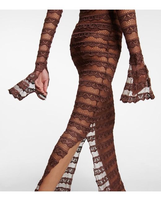 AYA MUSE White Semi-sheer Lace Maxi Dress