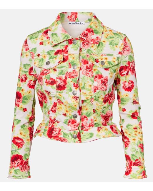 Acne Red Ojalva Floral Denim Jacket