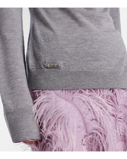 The Attico Gray Virgin Wool Turtleneck Sweater