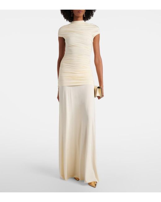 Self-Portrait White Draped Jersey Gown