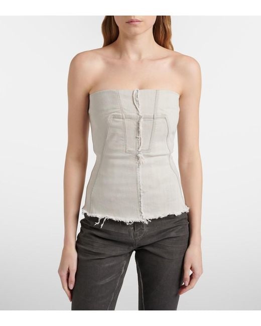 Rick Owens Natural Strapless Denim Top
