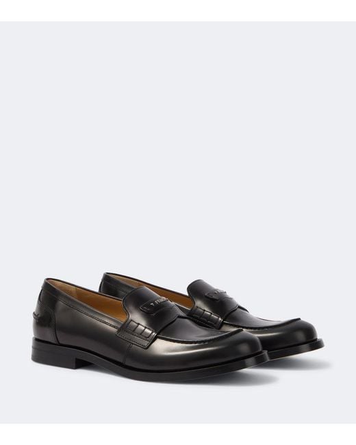 Fendi Black Ateneo Leather Penny Loafers for men