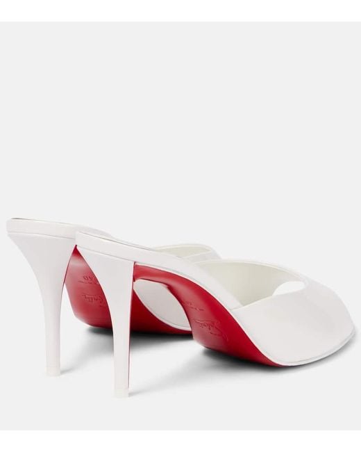 Christian Louboutin White Miss Z 80 Patent Leather Mules
