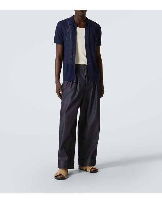 King & Tuckfield Blue Knitted Wool Shirt for men