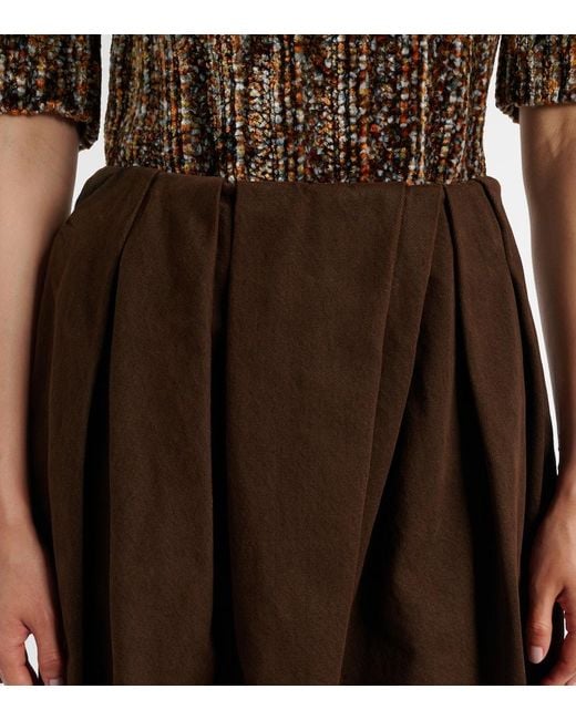 Dries Van Noten Brown Draped Denim Midi Skirt