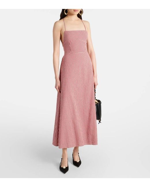 Vestido Largo Lori De Algodon A Cuadros Posse de color Purple