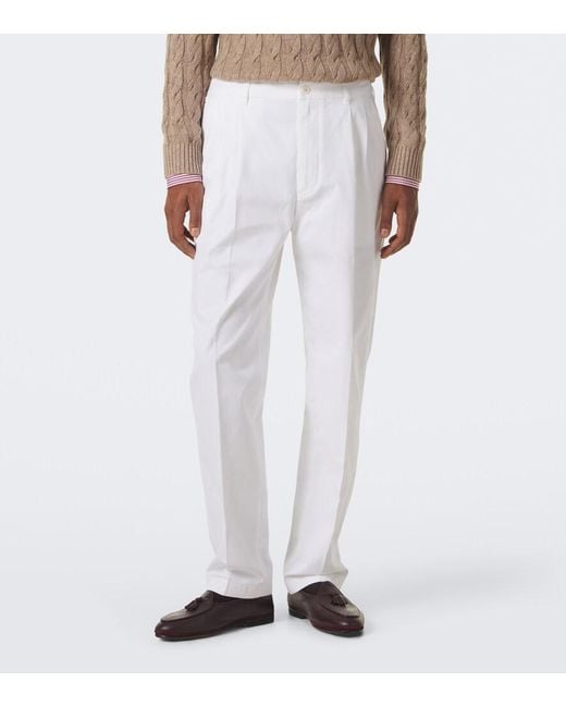Dunhill White Cotton And Cashmere Straight Pants for men
