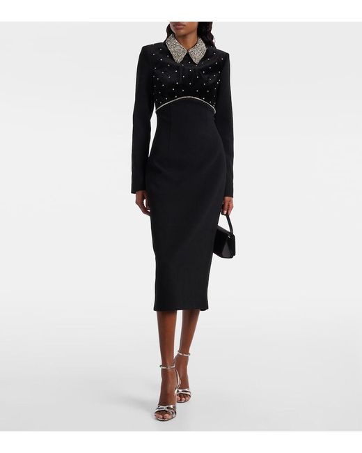 Rebecca Vallance Black Alistar Embellished Midi Dress
