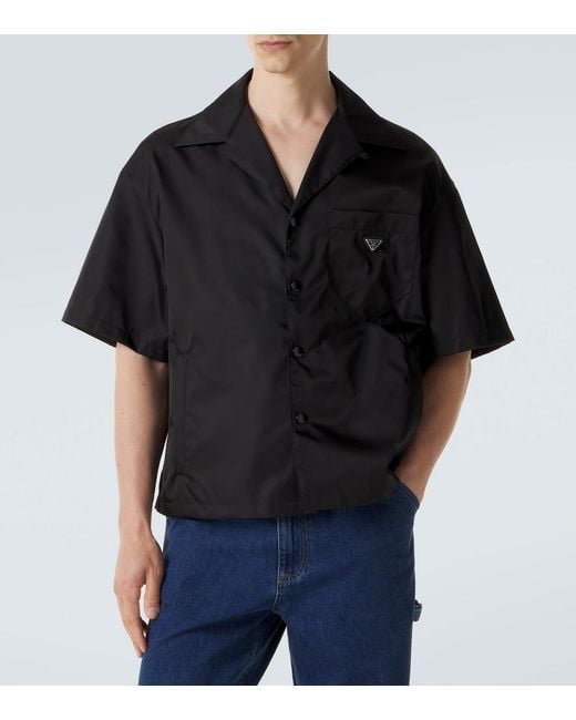 Prada Black Re-Nylon Bowling Shirt for men