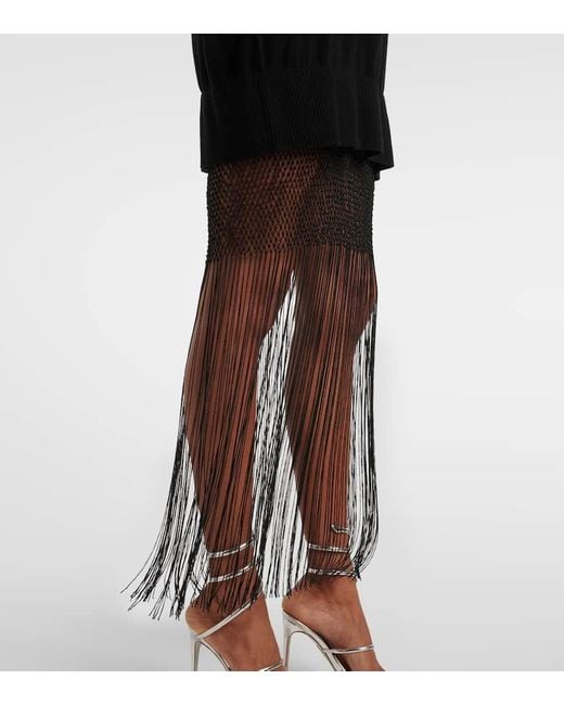 Christopher Esber Black Macrame Monument Wool And Cashmere Maxi Dress