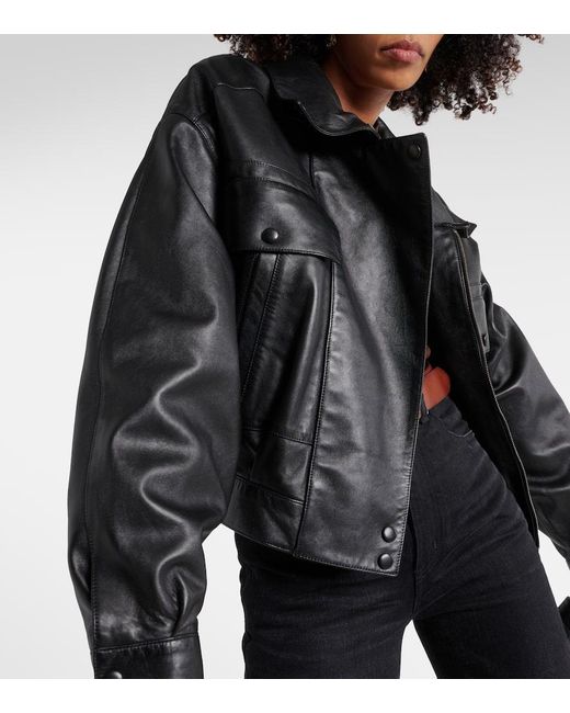 Saint Laurent Black Leather Bomber Jacket