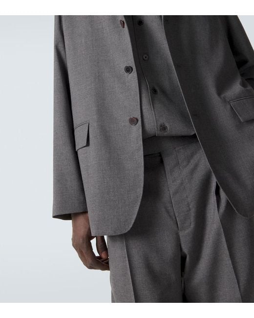 Auralee Gray Cashmere Poplin Blazer for men