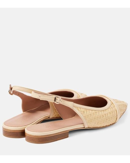 Malone Souliers Natural Jama Raffia Slingback Ballet Flats