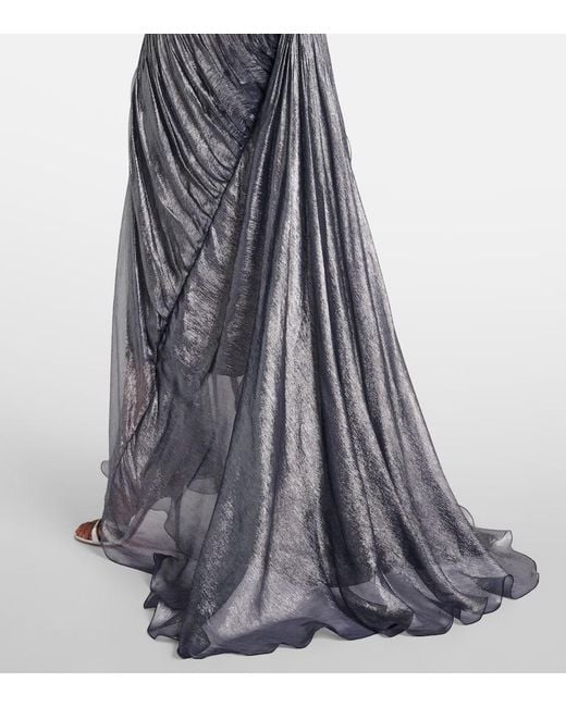 Maria Lucia Hohan Blue Victoria Draped Silk Gown