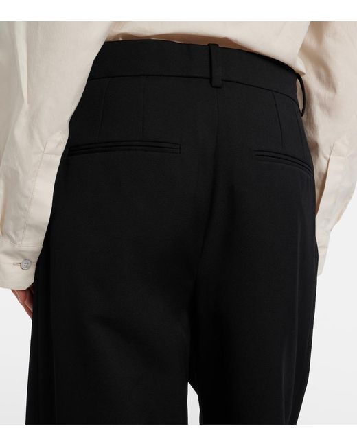 Wardrobe NYC Black Pleated Low-Rise Wide-Leg Wool Pants