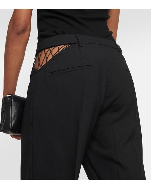 Dion Lee Black Cutout Wool Straight Pants