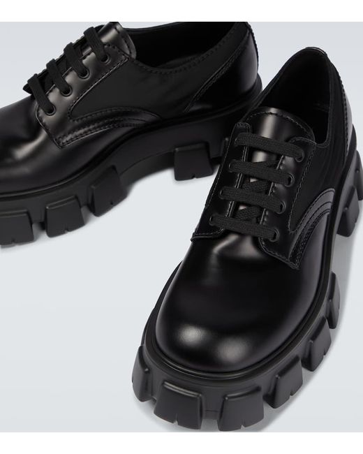 Prada Monolith Leather Lace-Up Shoes in Black for Men | Lyst Prada Monolith Leather Lace-Up Shoes in Black for Men | Lyst