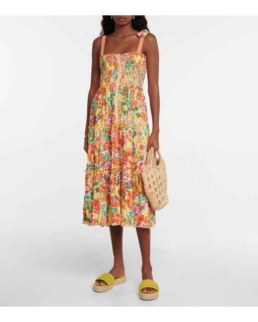 Poupette White Triny Printed Midi Dress