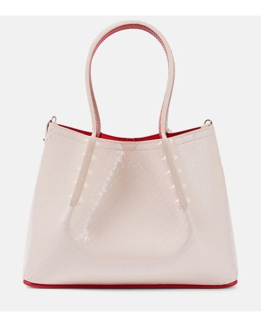 Christian Louboutin Cabarock Mini Leather Tote Bag in White | Lyst