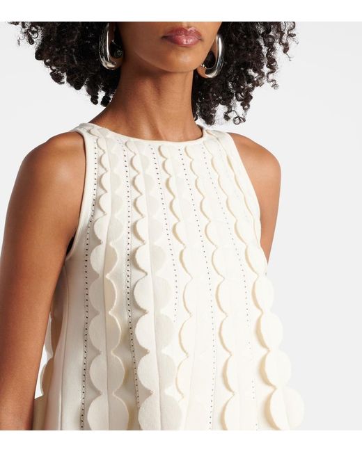 Oscar de la Renta White Abstract Brushstroke Midi Dress