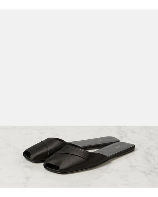 The Row Black Milla Satin Slides