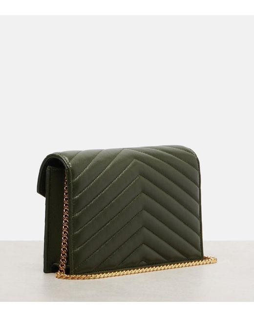 Saint Laurent White Cassandre Envelope Leather Wallet On Chain