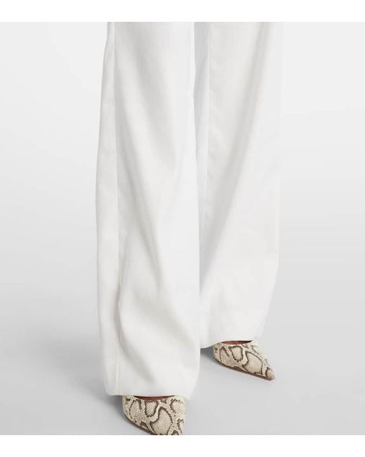 Veronica Beard White Jude Linen-Blend Wide-Leg Pants