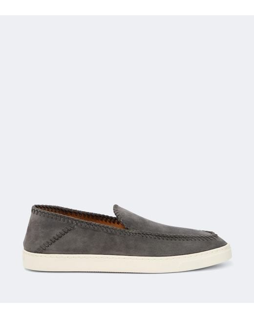 Giorgio Armani White Galleria 3 Suede Slip-On Shoes for men