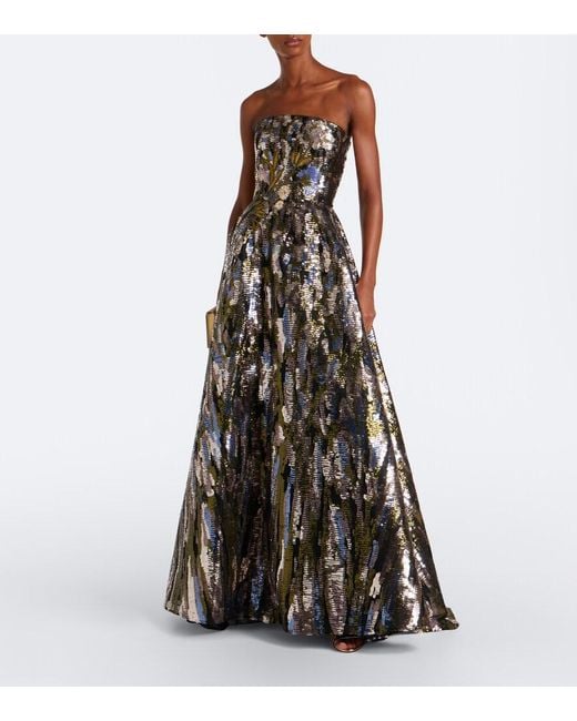 Elie Saab Black Embellished Silk-Blend Bustier Gown