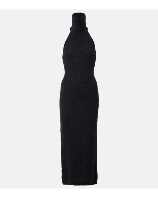 Magda Butrym Blue Halterneck Mohair-Blend Maxi Dress