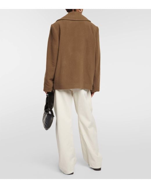 Lemaire Brown Cropped Wool Coat