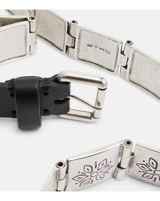 Etro Black Leather-Trimmed Belt