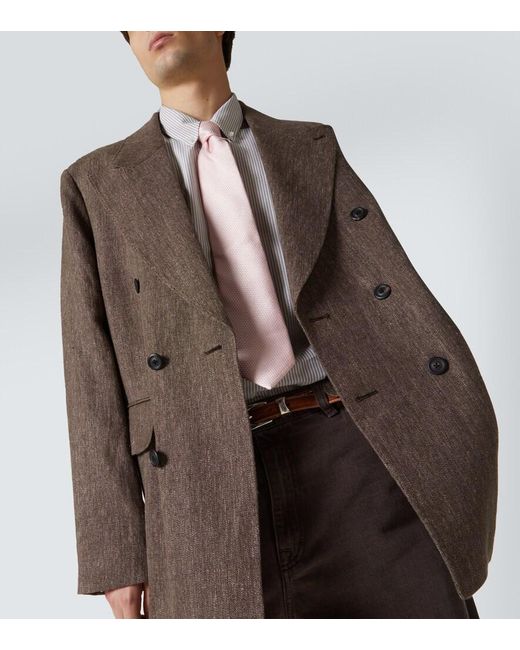 Our Legacy Brown Sharp Db Linen And Cotton Blazer for men