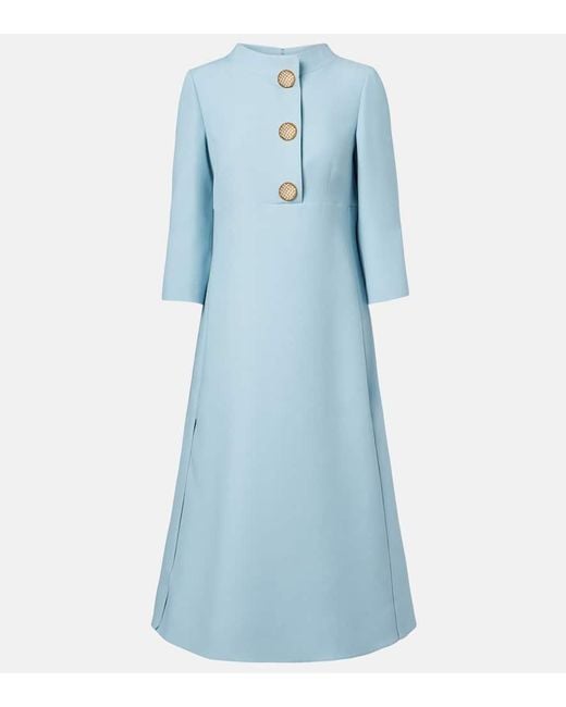 Valentino Blue Midikleid Aus Crepe Couture