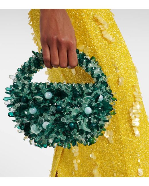 Borsa Sirena Con Perline di Clio Peppiatt in Green