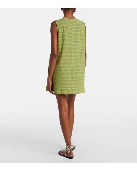 Asceno Green Derya Checked Cotton Minidress