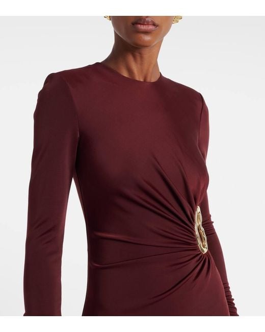 Rebecca Vallance Red Verzierte Robe Mischa Aus Jersey
