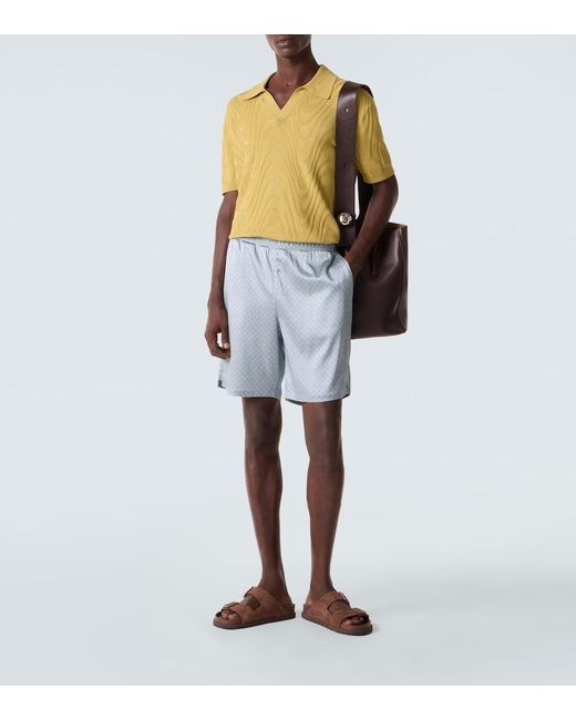 Frescobol Carioca Yellow Rino Cotton And Silk Jacquard Polo Shirt for men