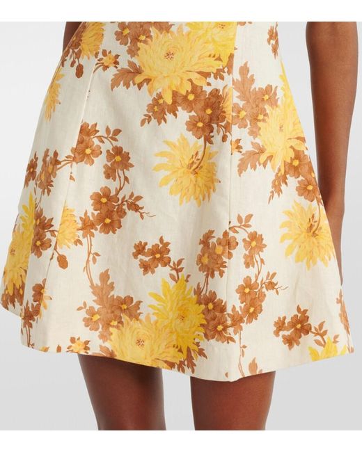 Faithfull The Brand Metallic Felice Floral Linen Minidress