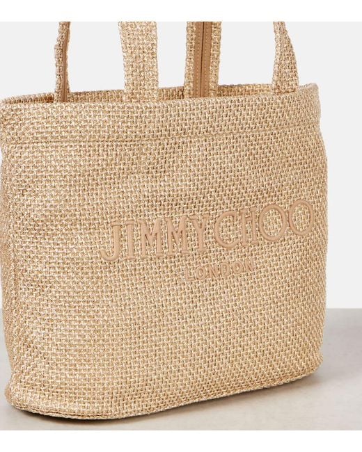 Jimmy Choo Natural Beach Medium Embroidered Tote Bag