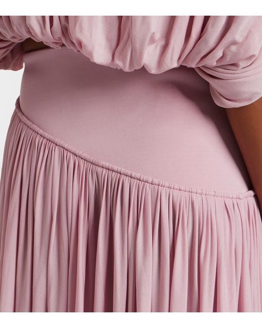 Zimmermann Pink Alchemy Asymmetric Jersey Maxi Skirt