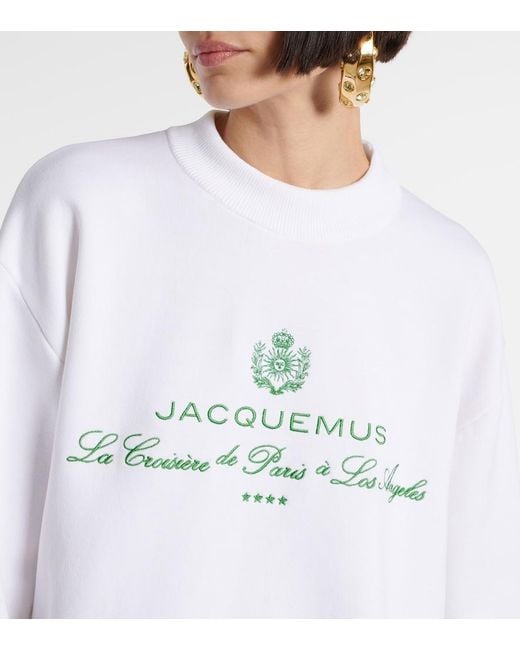 Jacquemus White Vince Embroidered Cotton-Blend Sweatshirt