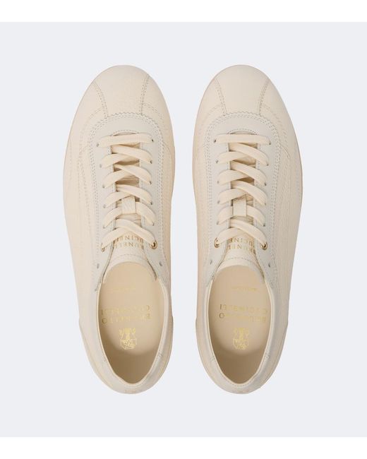 Brunello Cucinelli White Leather Sneakers for men