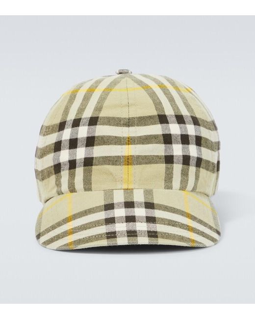 Burberry Metallic Check Cotton Baseball Cap for men